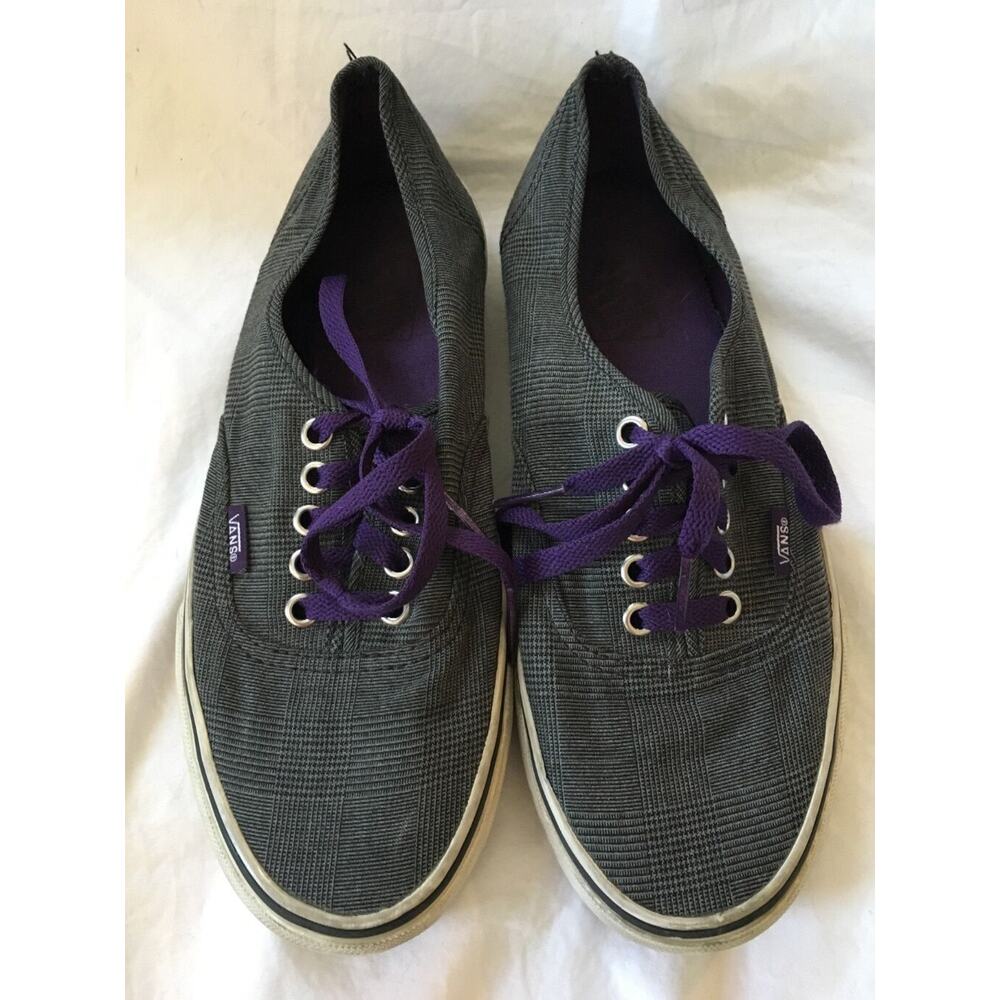 VANS Gray Purple Lace Up Canvas Casual Shoes Women 9 Men 7.5